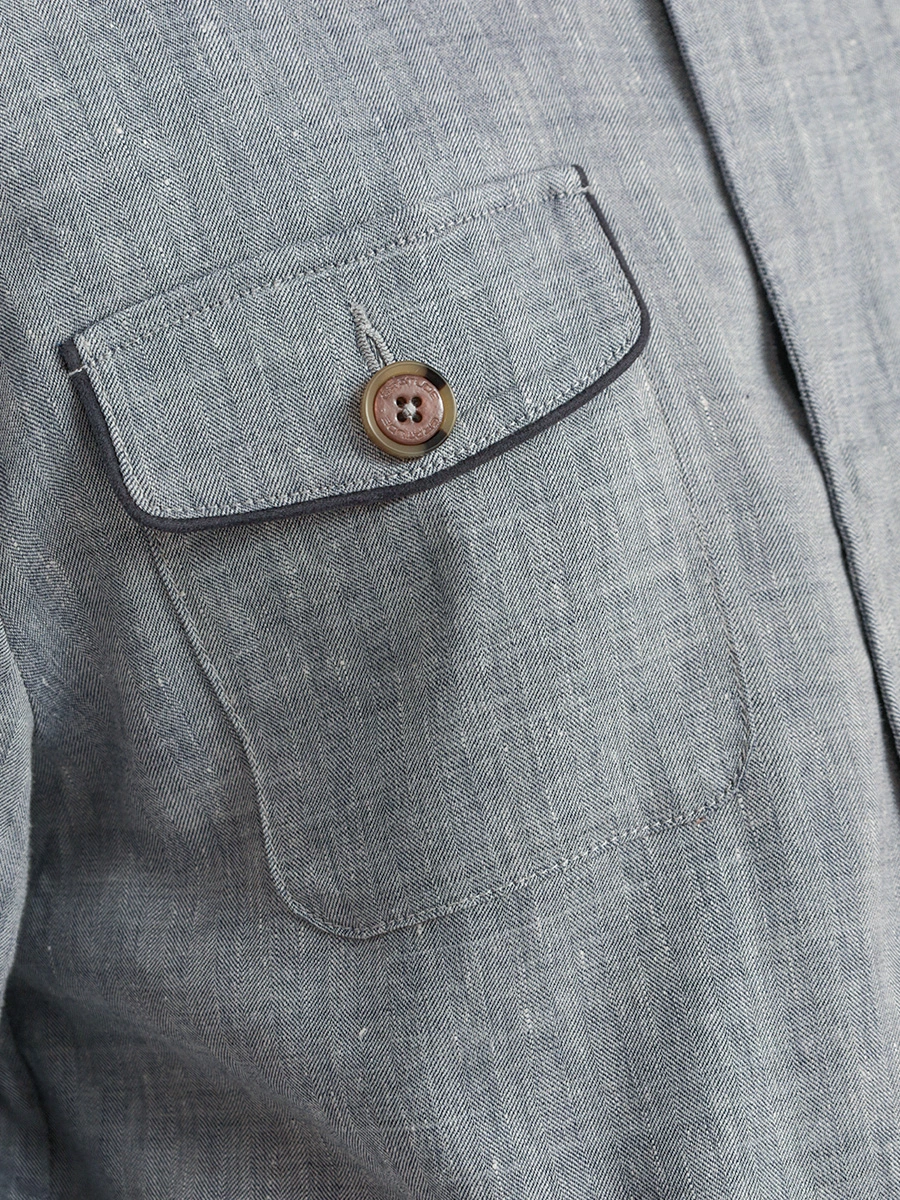 Жакет-рубашка свободного кроя из смеси льна и шерсти